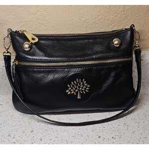 Vintage Mulberry Black Leather Shoulder Bag Small